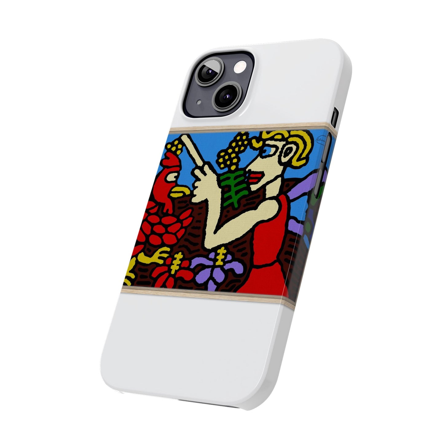 The hen gaining a blessing from a fairy Slim Phone Case