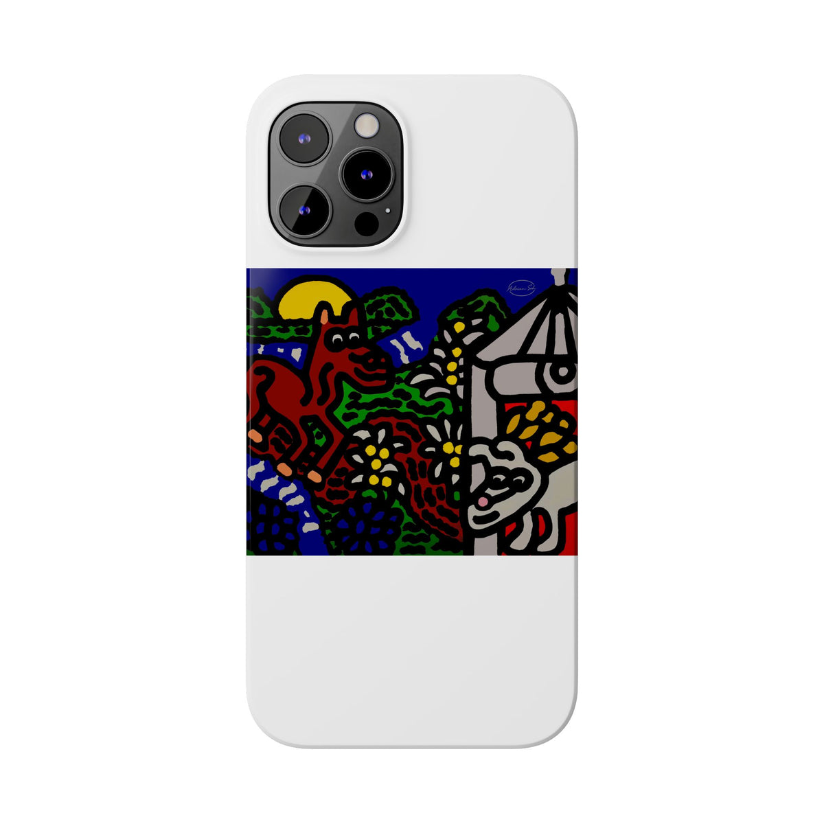 Bunny welcoming a friendly horse on his journey Slim Phone Case