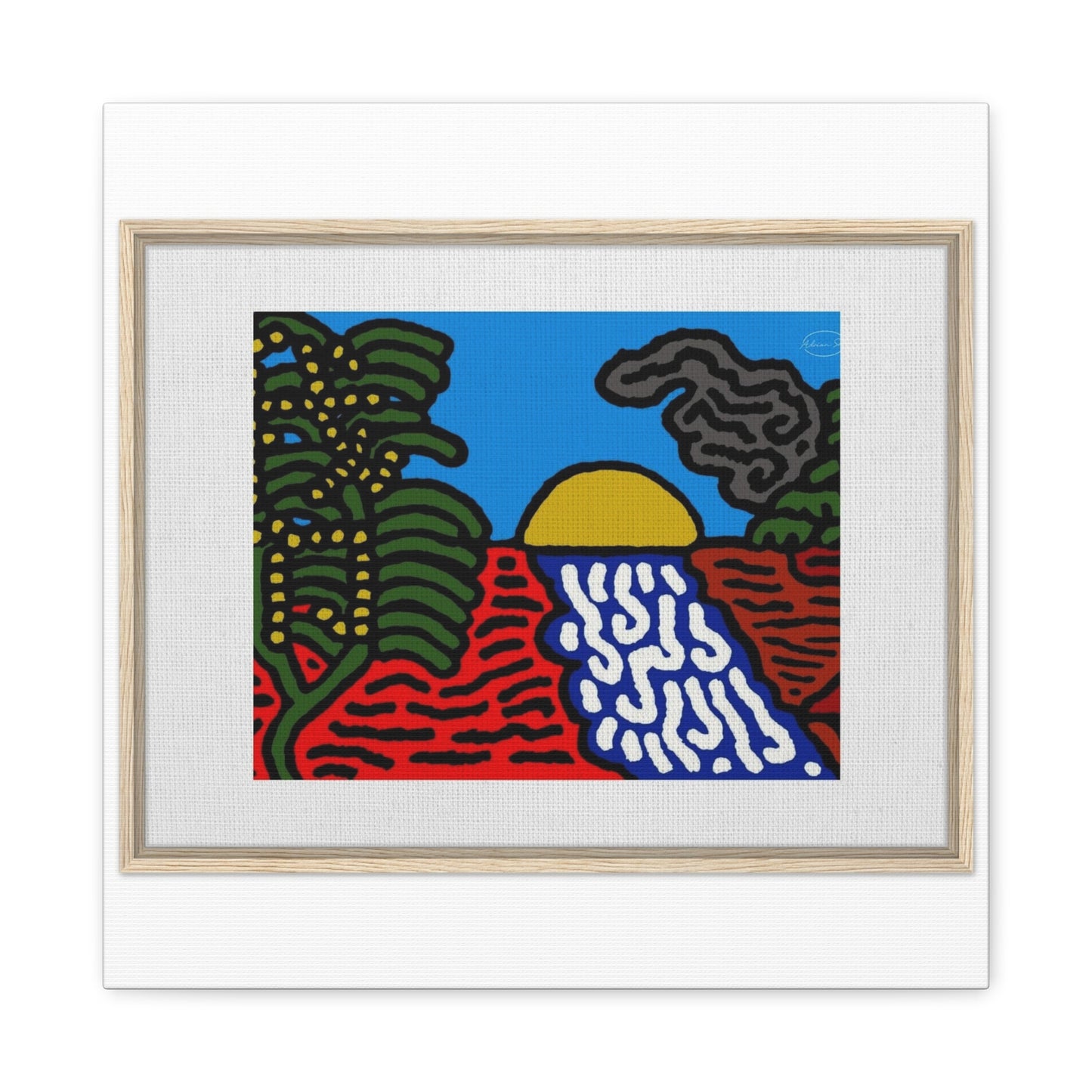 The river that joins the Australian wattle and Lebanese cedar tree in friendship Canvas (Small)