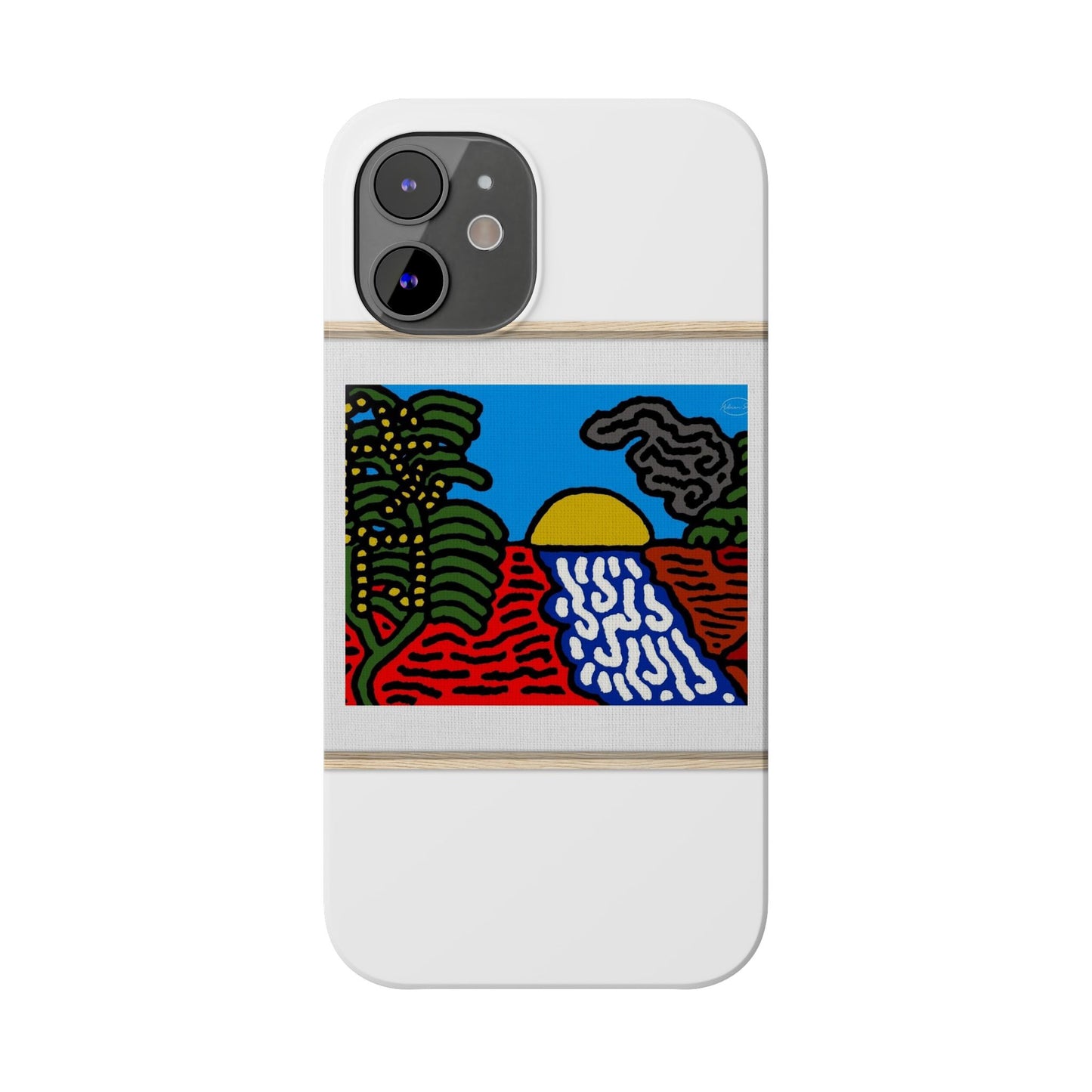 The river that joins the Australian wattle and Lebanese cedar tree in friendship Slim Phone Case