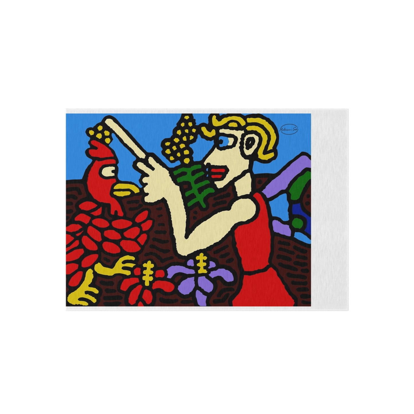 The hen gaining a blessing from a fairy — Outdoor Rug