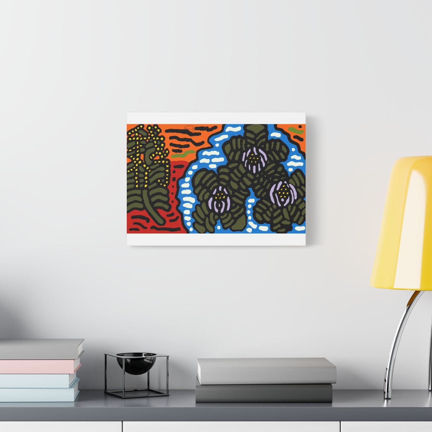 The Sri Lankan water lilies meets the Australian wattle Canvas (Large)