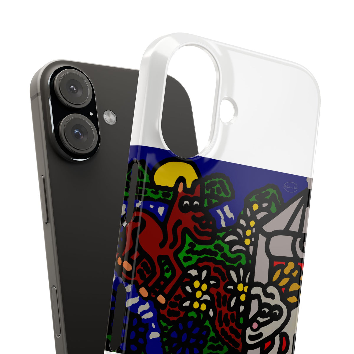 Bunny welcoming a friendly horse on his journey Slim Phone Case