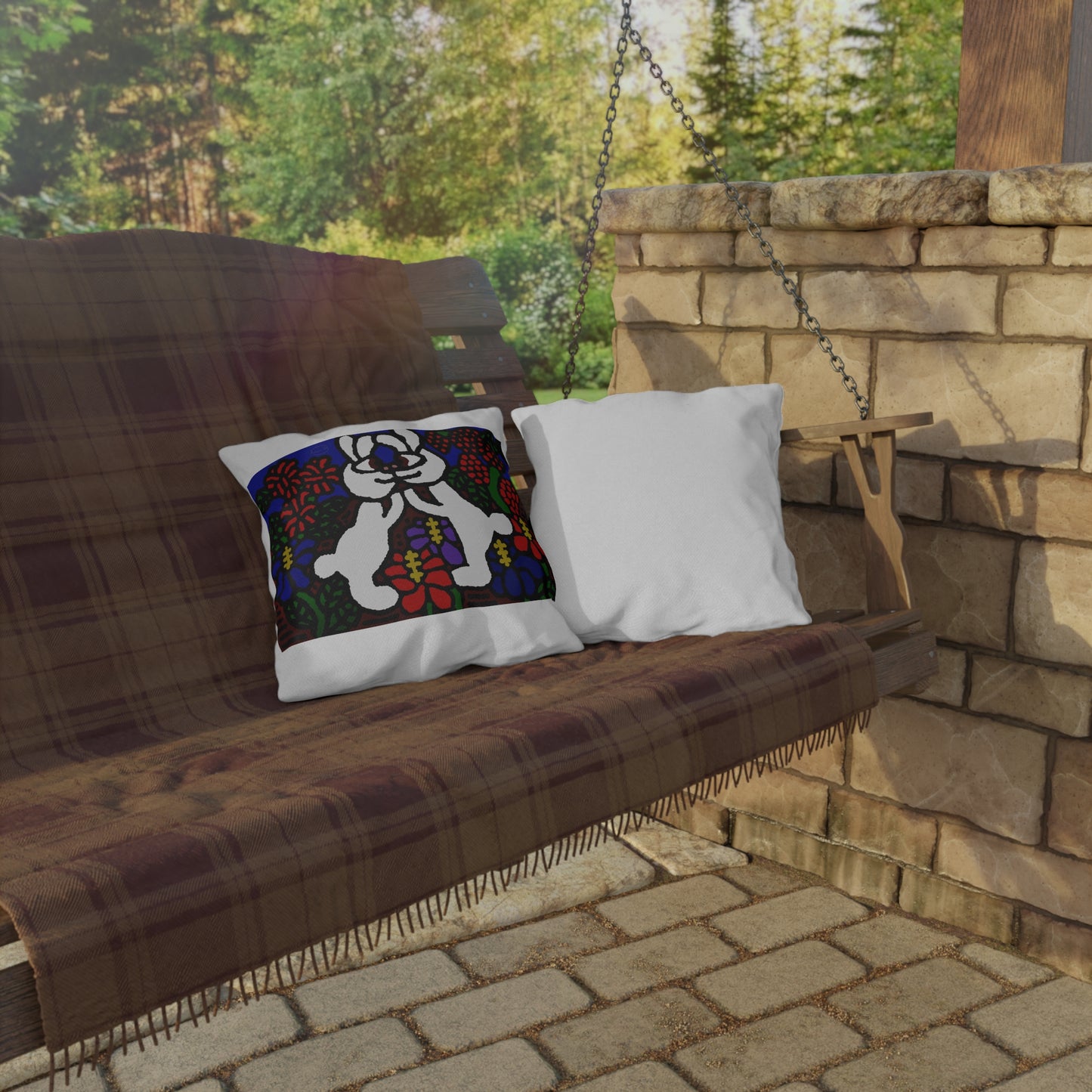 Bunnies in love — Outdoor Pillow