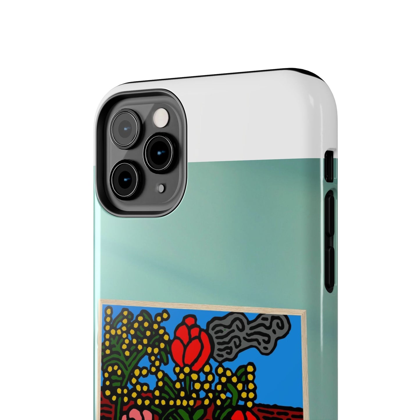 A field of tulips next to a wattle Tough Phone Case