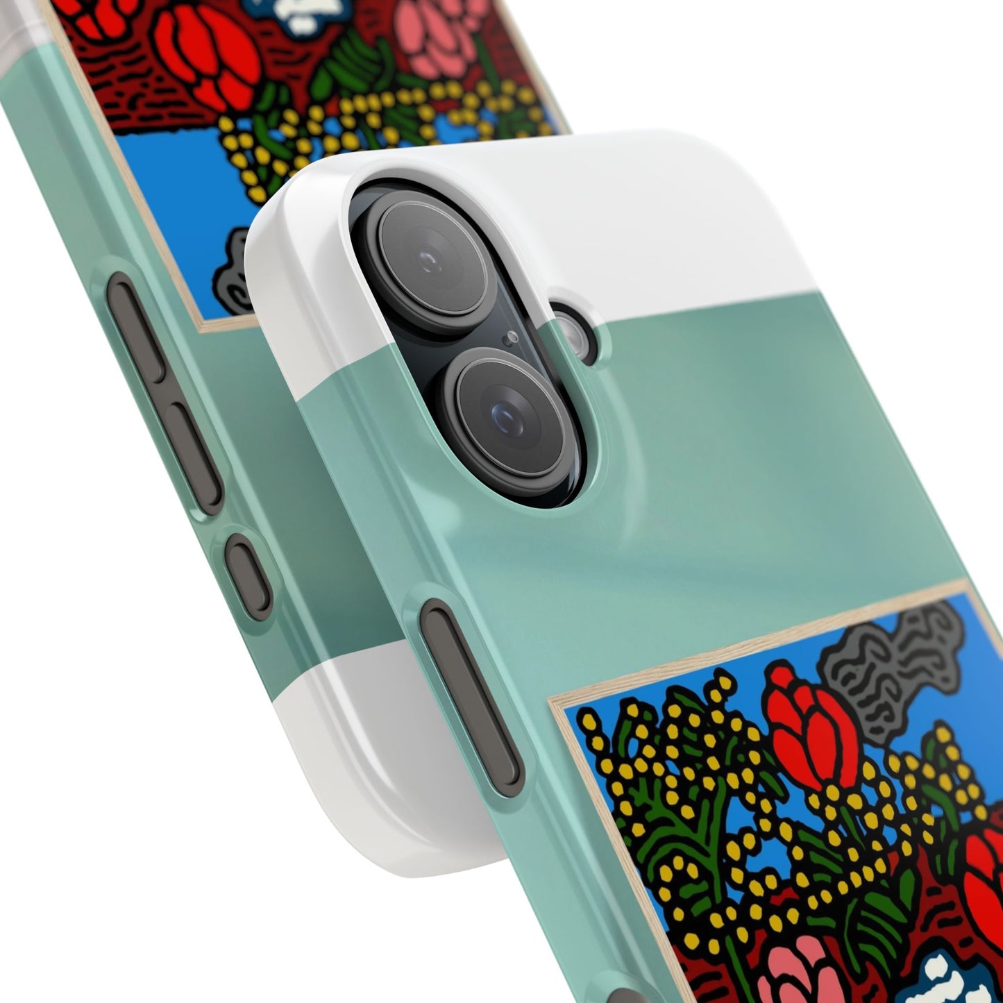 A field of tulips next to a wattle Slim Phone Case