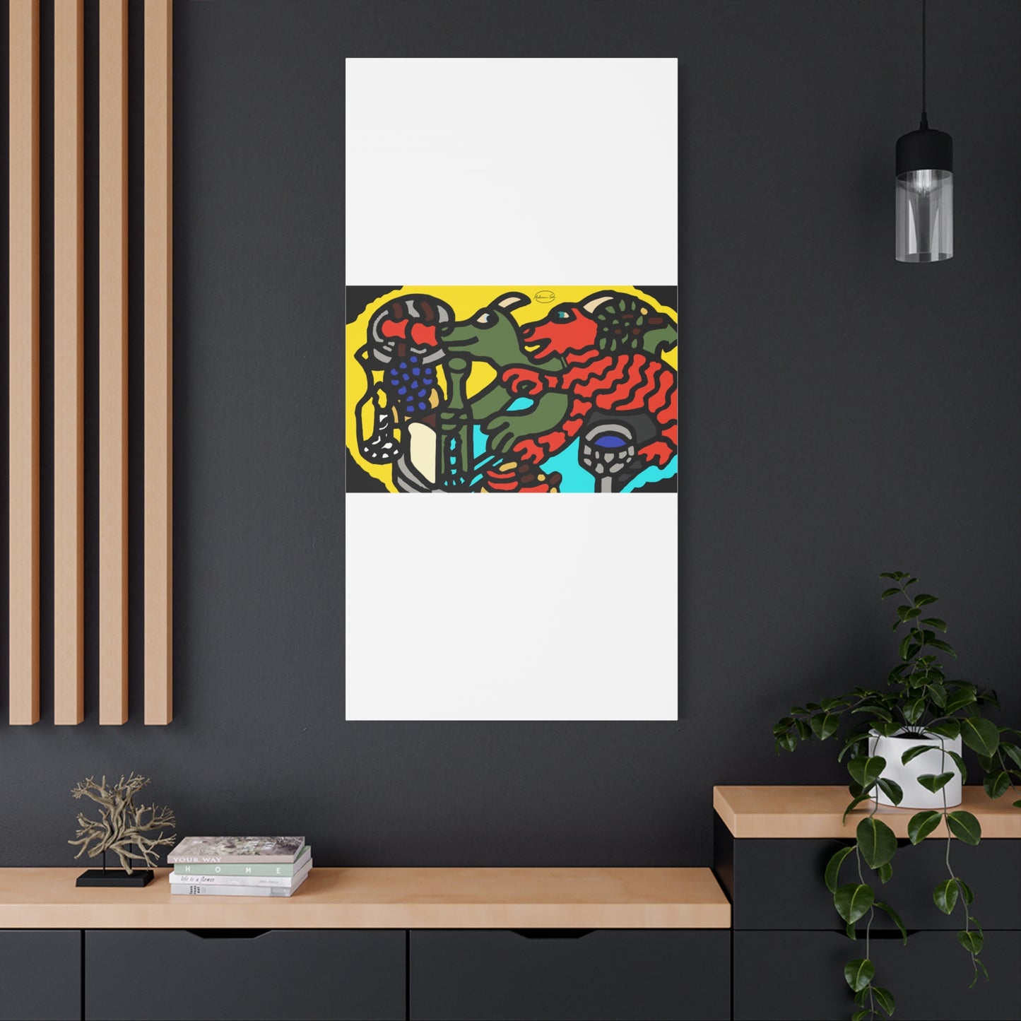 Two dragons enjoying a feast together Canvas (Large)