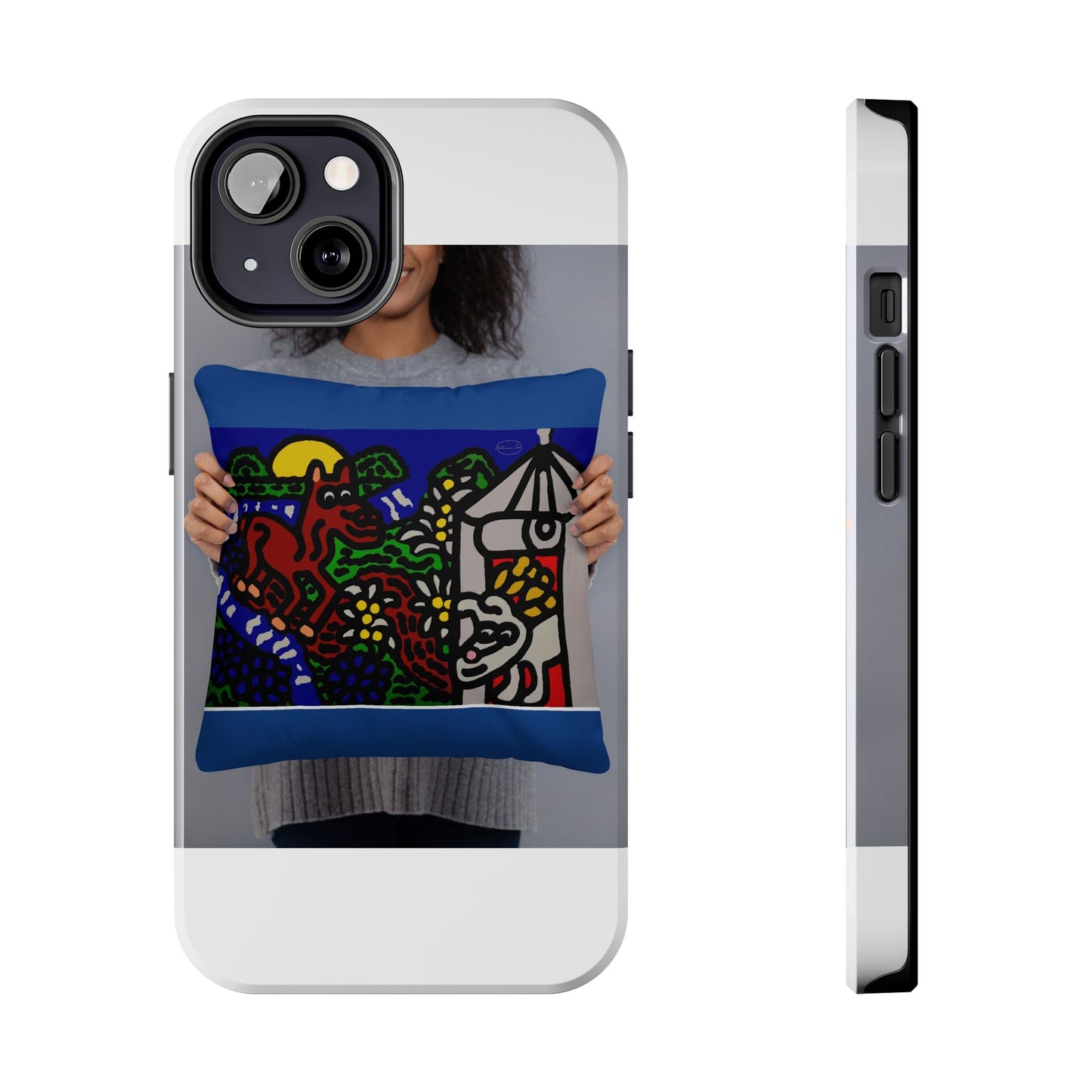 Bunny welcoming a friendly horse on his journey Tough Phone Case