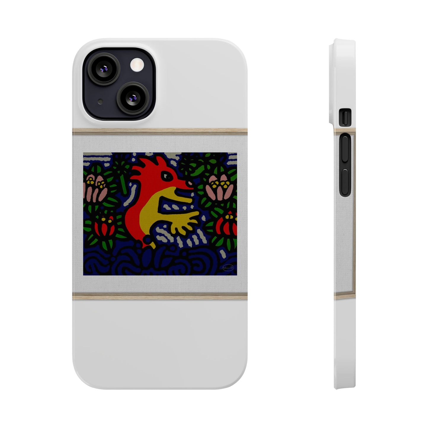 Breaking through the surface of a lotus pond Slim Phone Case