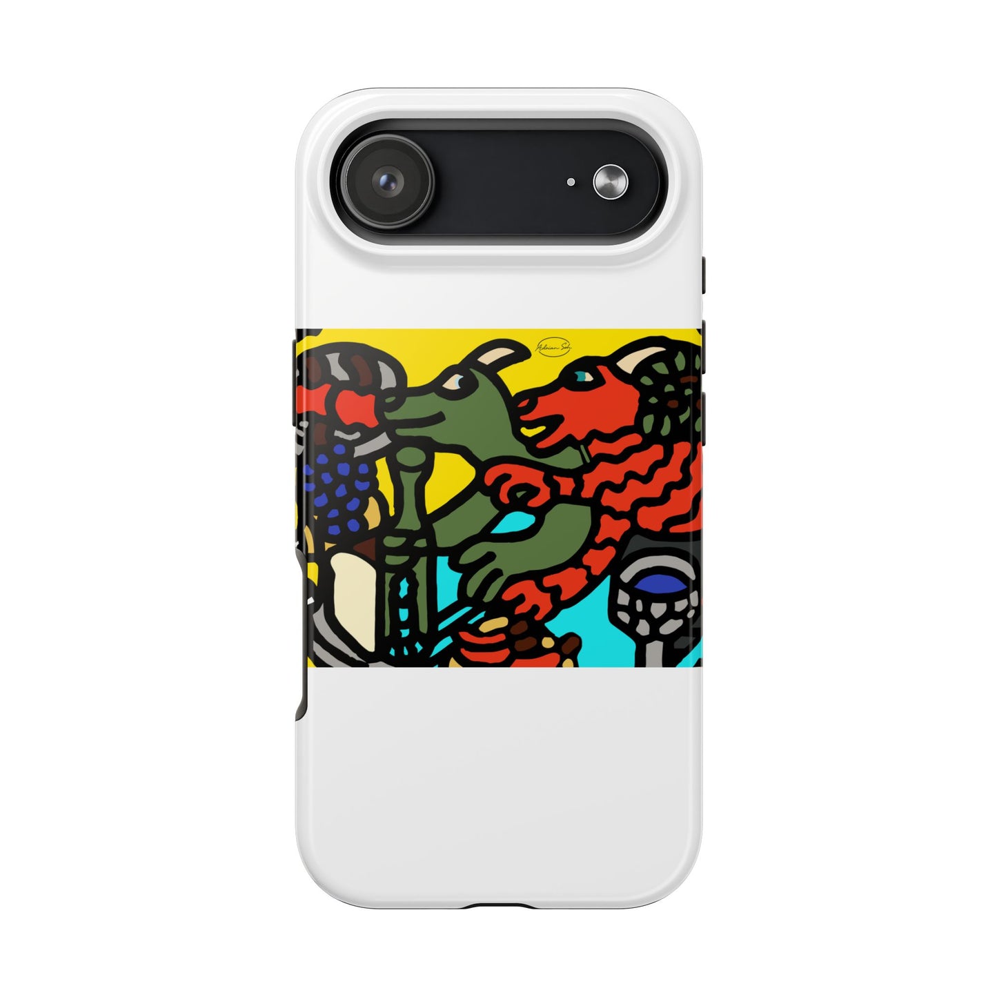 Two dragons enjoying a feast together Tough Phone Case