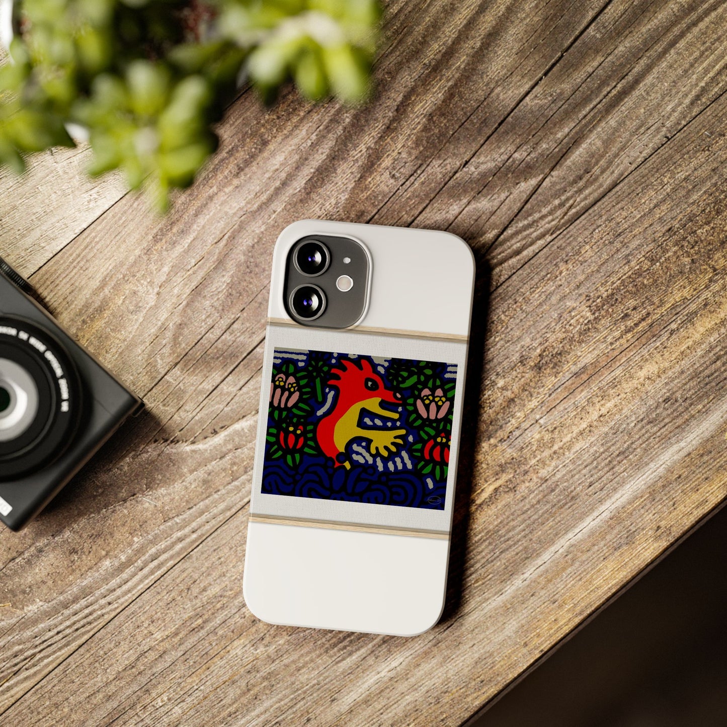 Breaking through the surface of a lotus pond Slim Phone Case