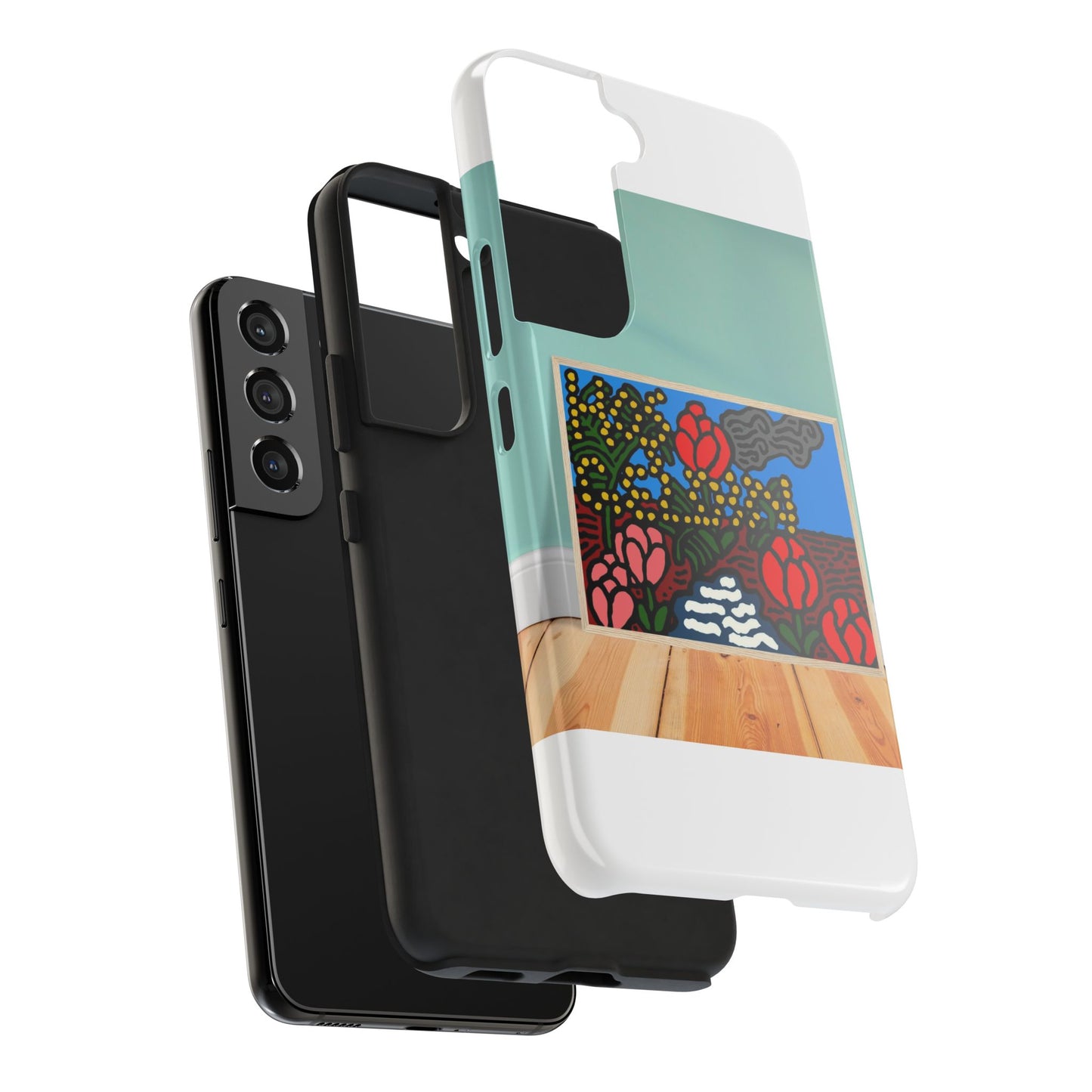 A field of tulips next to a wattle Tough Phone Case