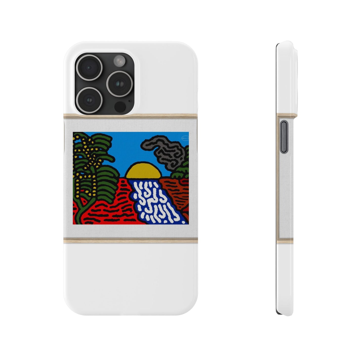 The river that joins the Australian wattle and Lebanese cedar tree in friendship Slim Phone Case