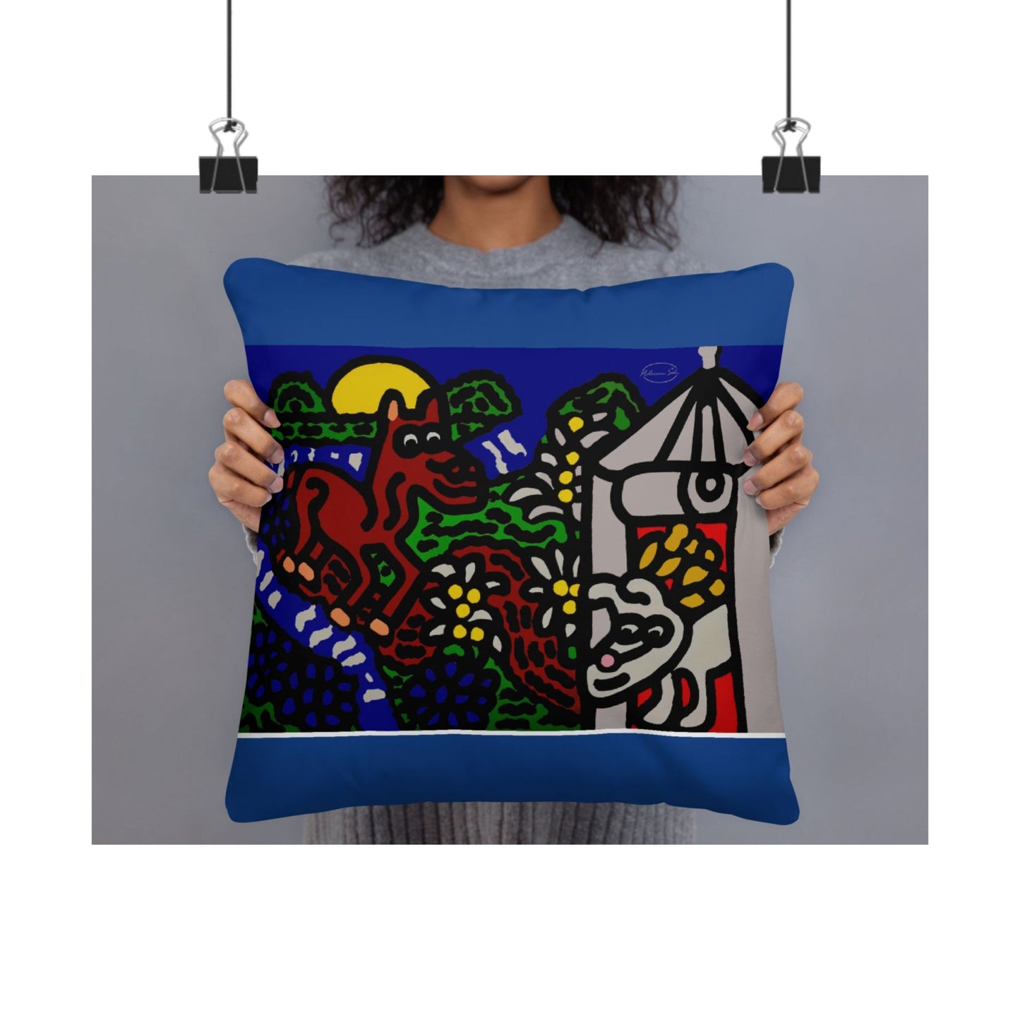 Bunny welcoming a friendly horse on his journey Matte Poster Horizontal (Small)