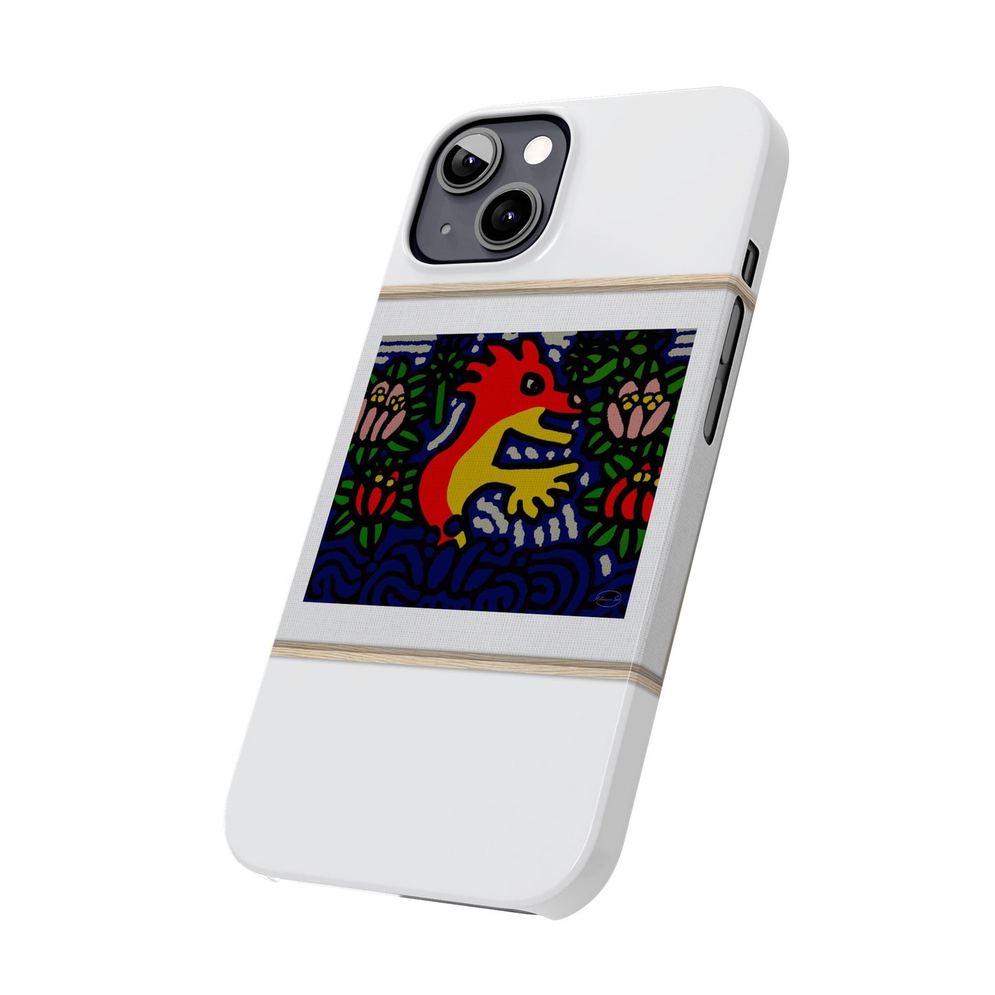 Breaking through the surface of a lotus pond Slim Phone Case