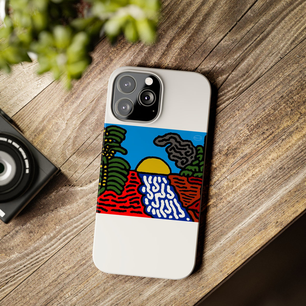 The river that joins the Australian wattle and Lebanese cedar tree in friendship Slim Phone Case