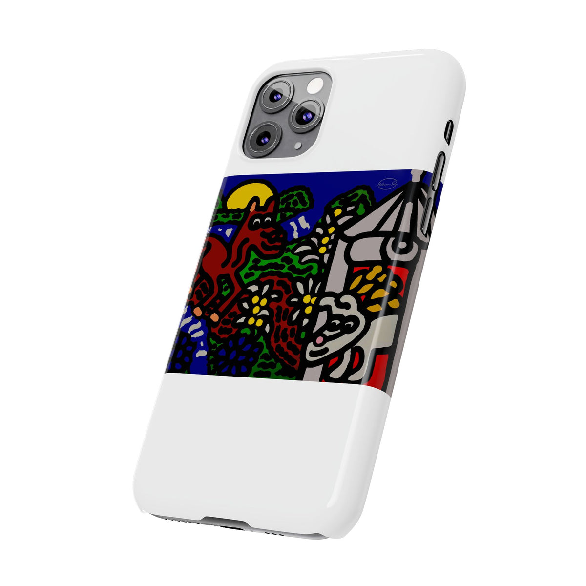 Bunny welcoming a friendly horse on his journey Slim Phone Case