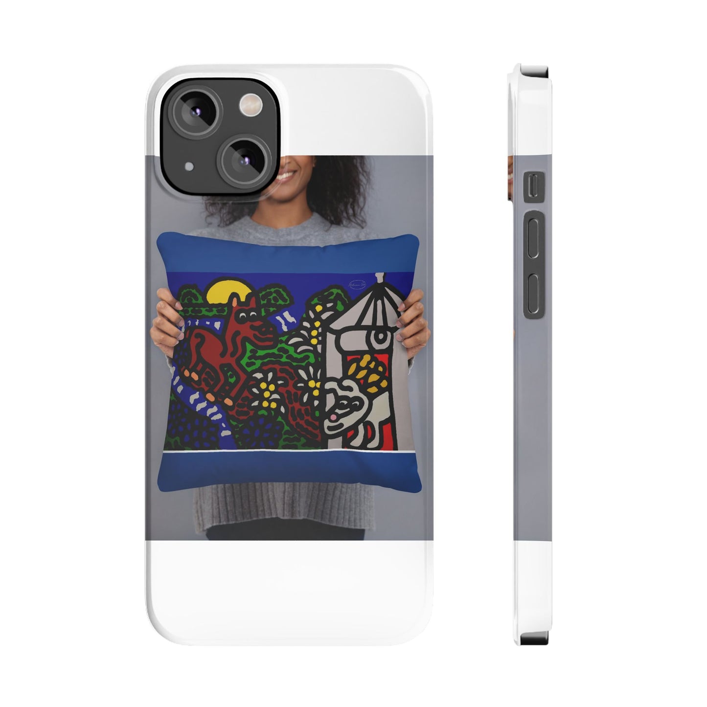 Bunny welcoming a friendly horse on his journey Slim Phone Case