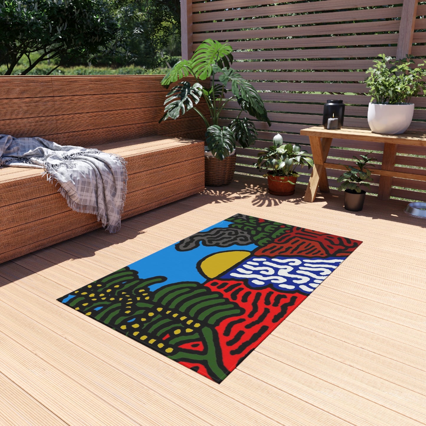 The river that joins the Australian wattle — Outdoor Rug