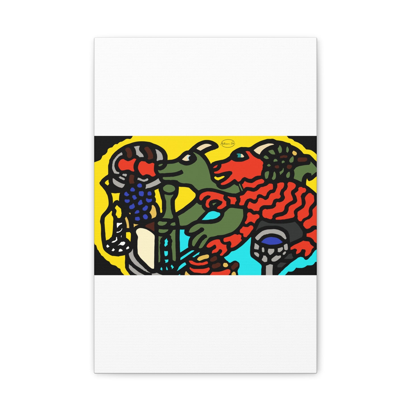 Two dragons enjoying a feast together Canvas (Small)