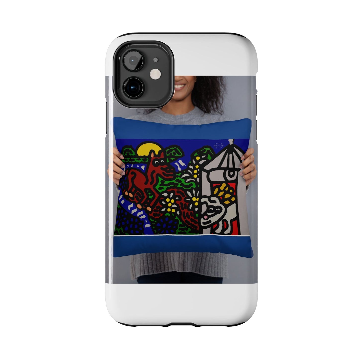 Bunny welcoming a friendly horse on his journey Tough Phone Case