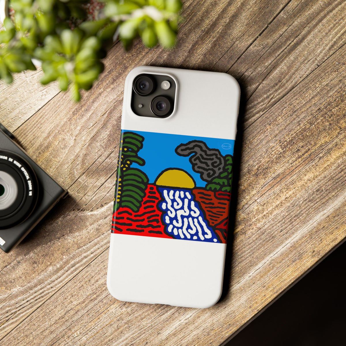 The river that joins the Australian wattle and Lebanese cedar tree in friendship Slim Phone Case