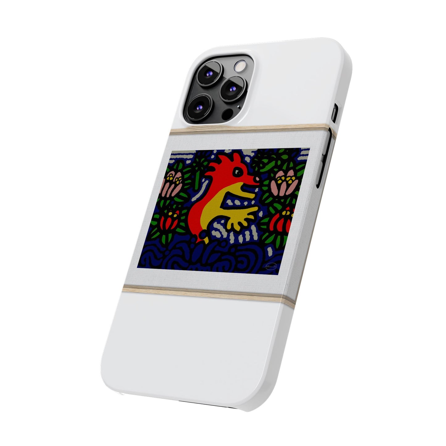 Breaking through the surface of a lotus pond Slim Phone Case