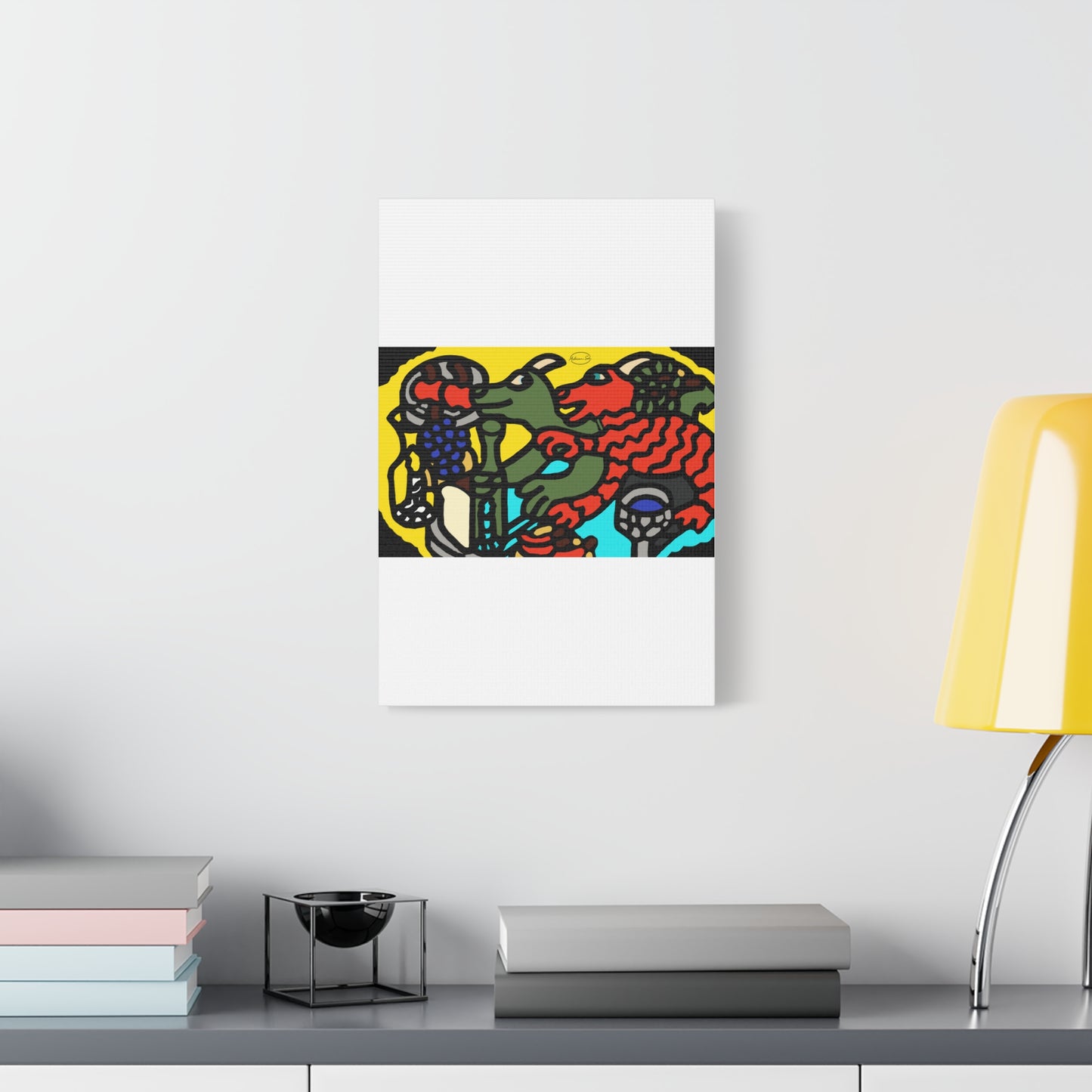 Two dragons enjoying a feast together Canvas (Small)