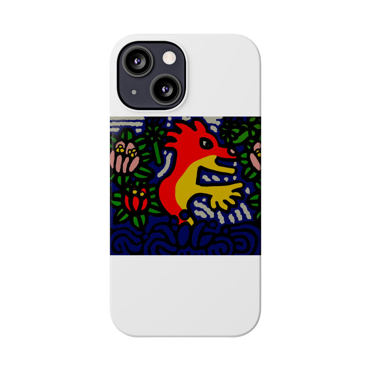 Breaking through the surface of a lotus pond Slim Phone Case