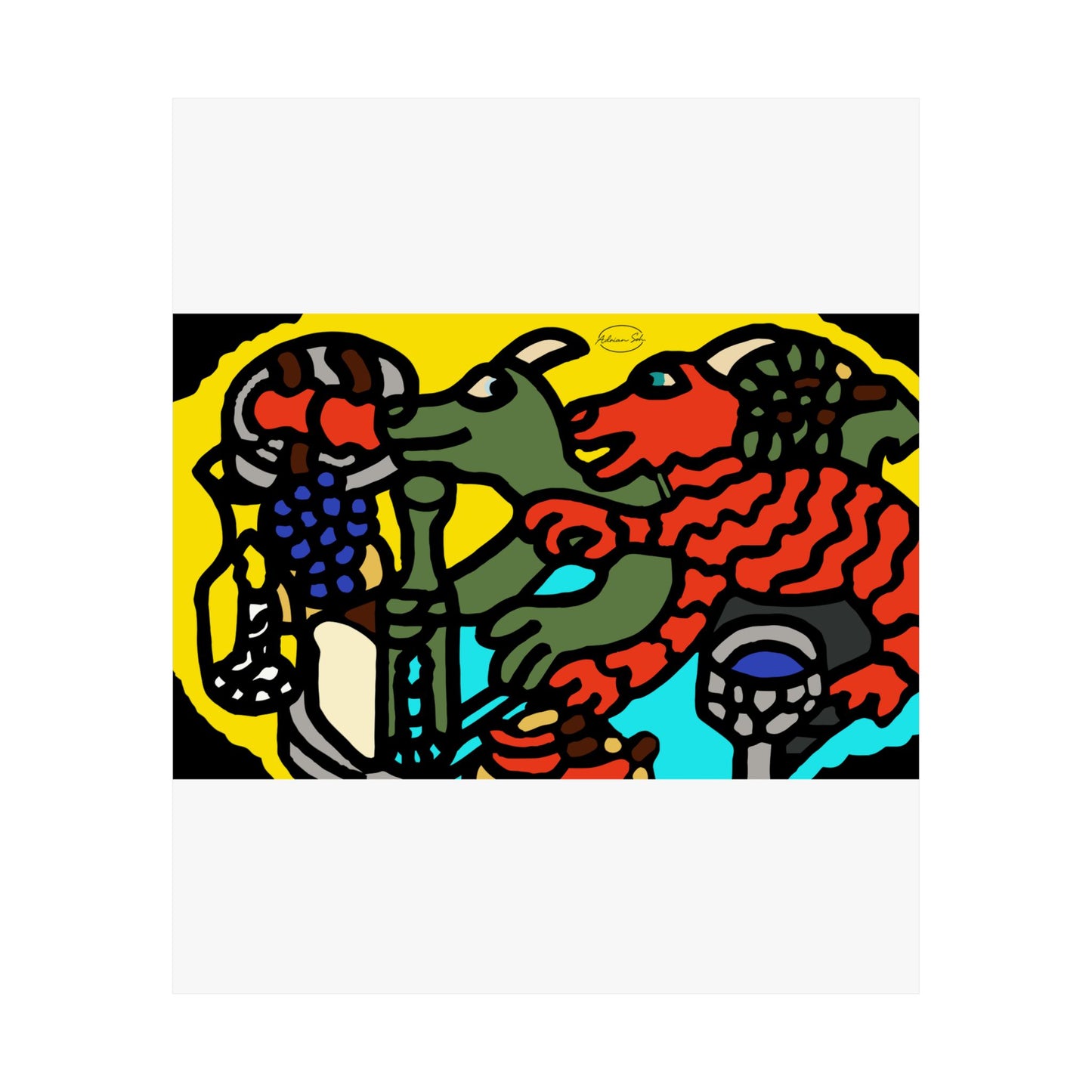 Two dragons enjoying a feast together Matte Poster Vertical (Large)