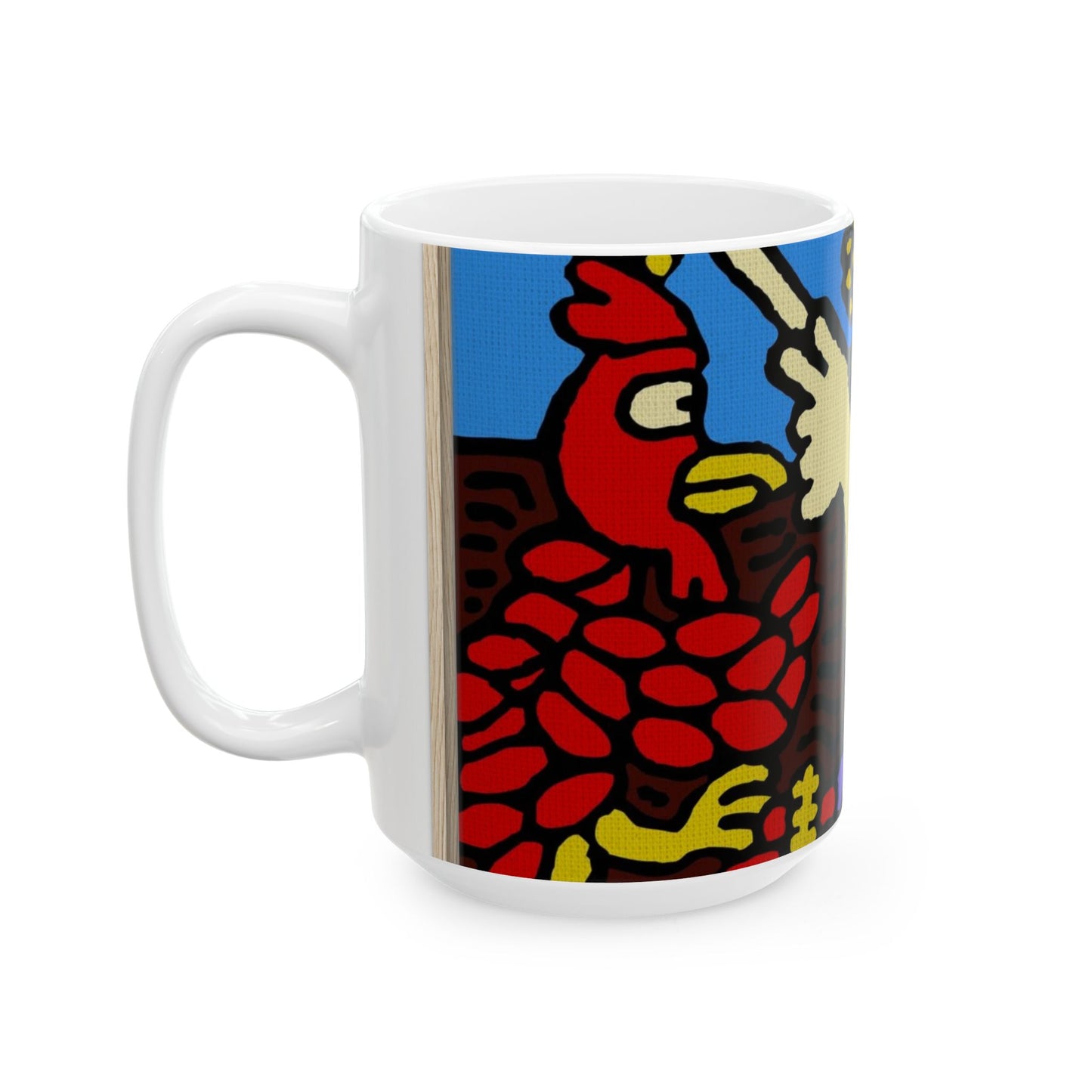 The hen gaining a blessing from a fairy Ceramic Mug