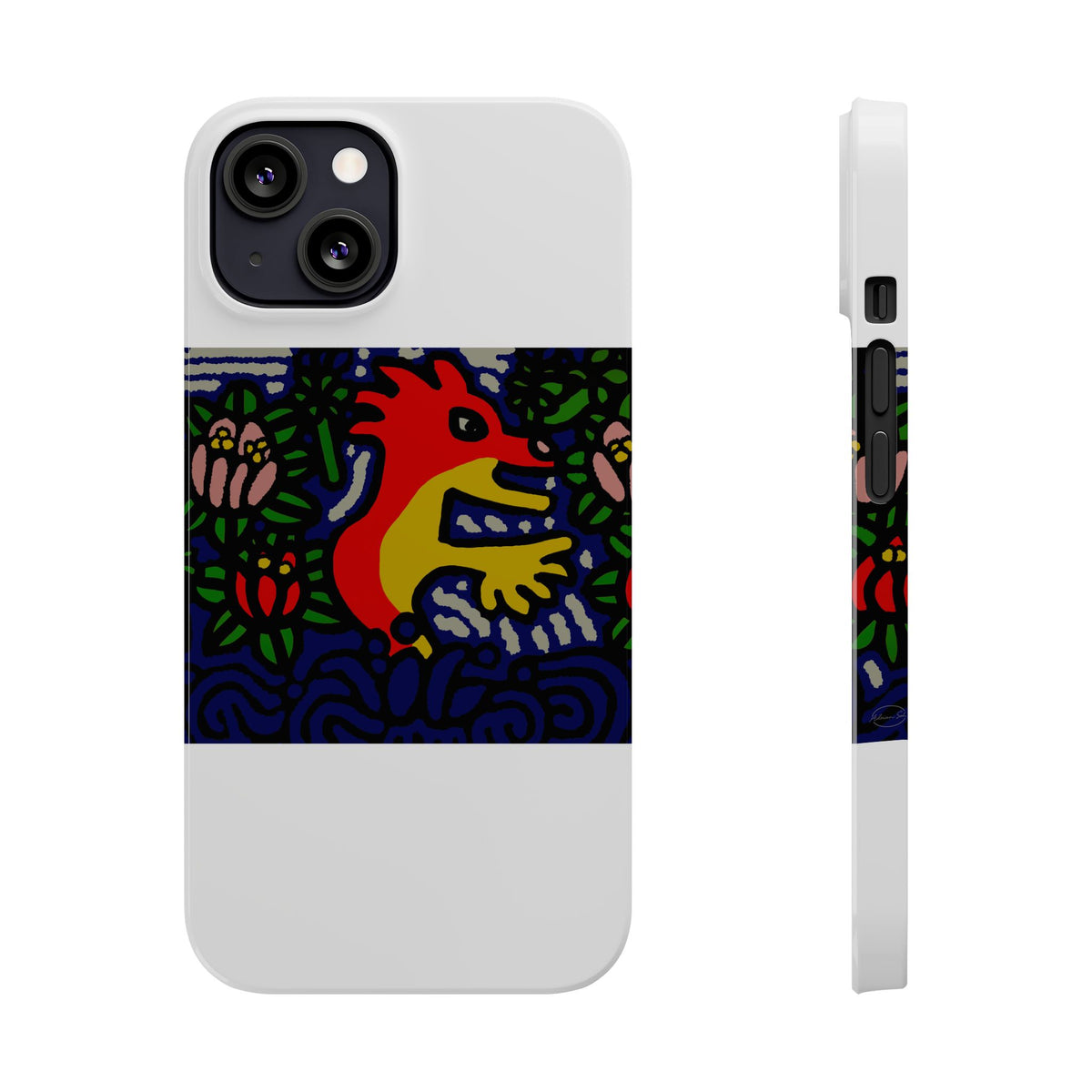 Breaking through the surface of a lotus pond Slim Phone Case