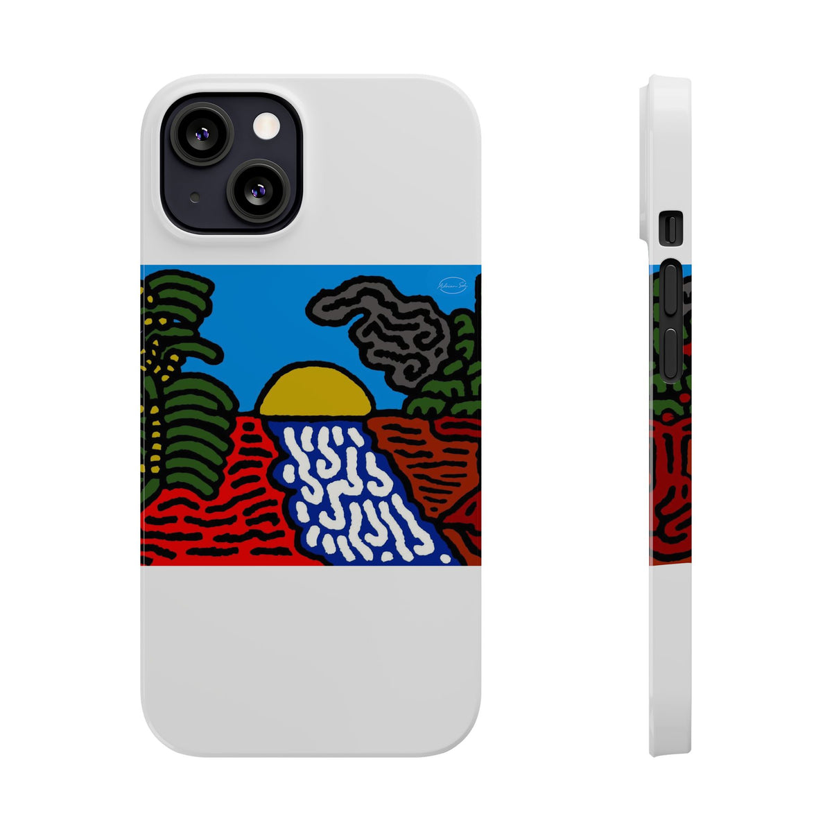 The river that joins the Australian wattle and Lebanese cedar tree in friendship Slim Phone Case