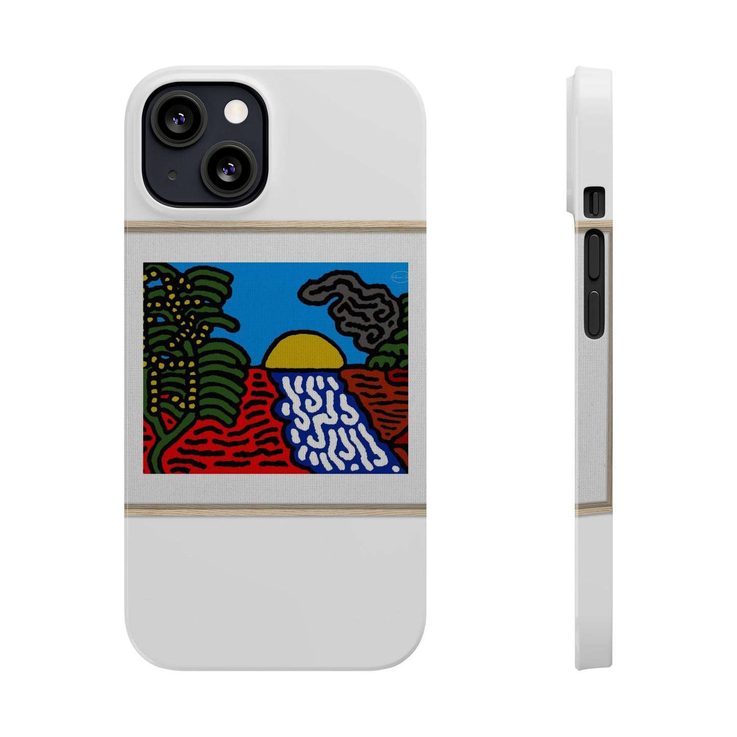 The river that joins the Australian wattle and Lebanese cedar tree in friendship Slim Phone Case