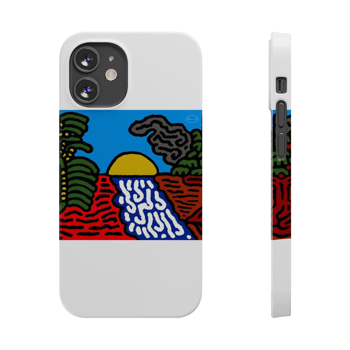 The river that joins the Australian wattle and Lebanese cedar tree in friendship Slim Phone Case
