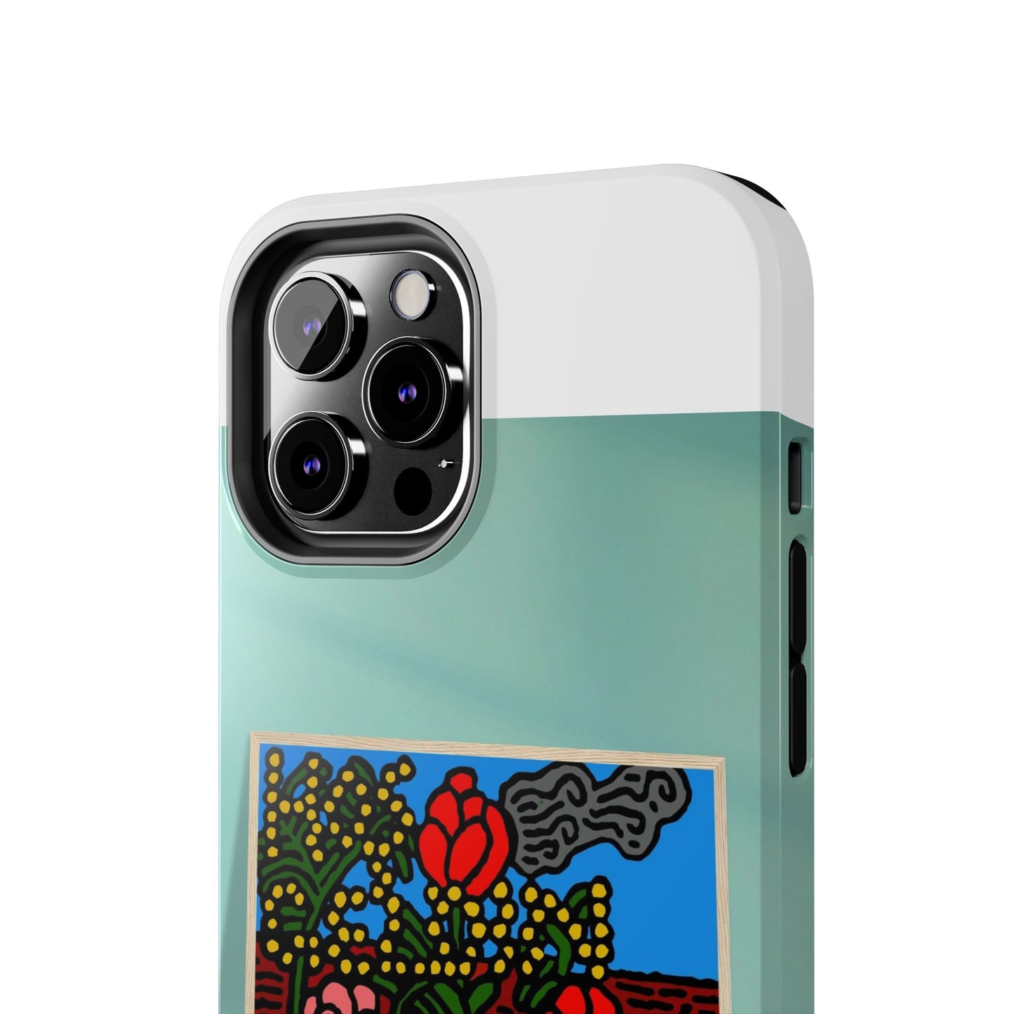 A field of tulips next to a wattle Tough Phone Case