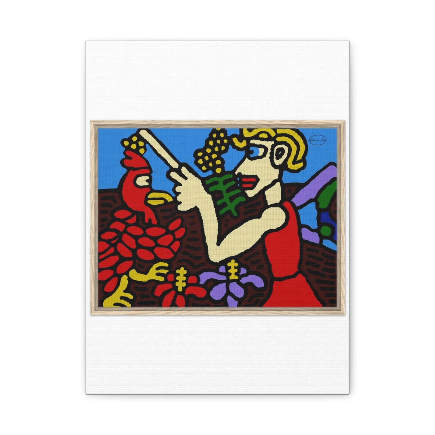 The hen gaining a blessing from a fairy Canvas (Small)