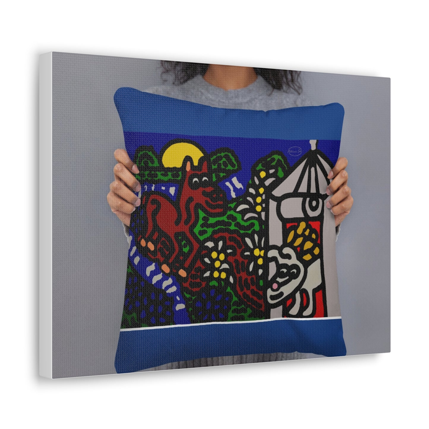 Bunny welcoming a friendly horse on his journey Canvas (Small)
