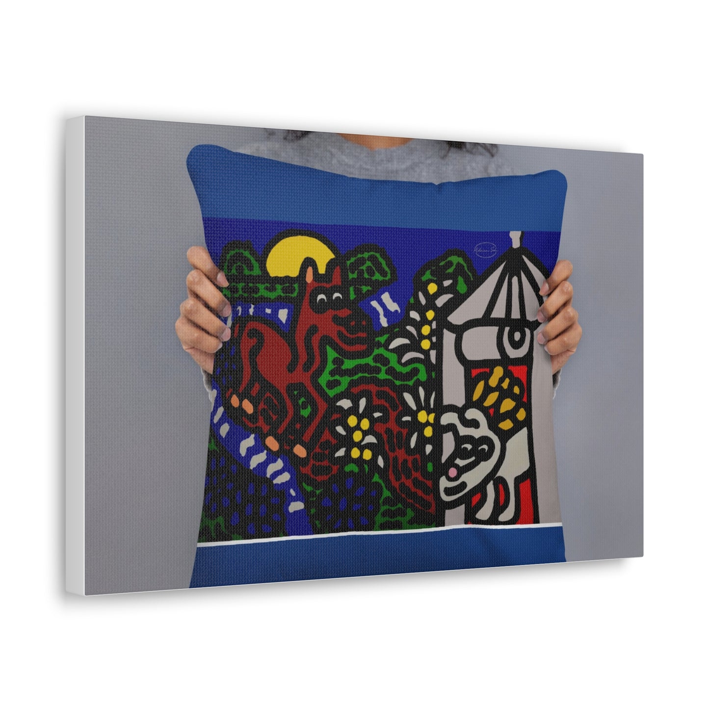 Bunny welcoming a friendly horse on his journey Canvas (Small)