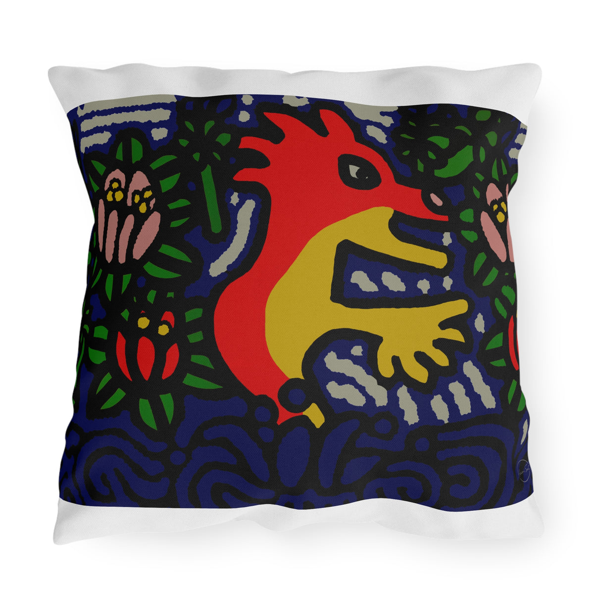 Breaking through the surface of a lotus pond — Outdoor Pillow