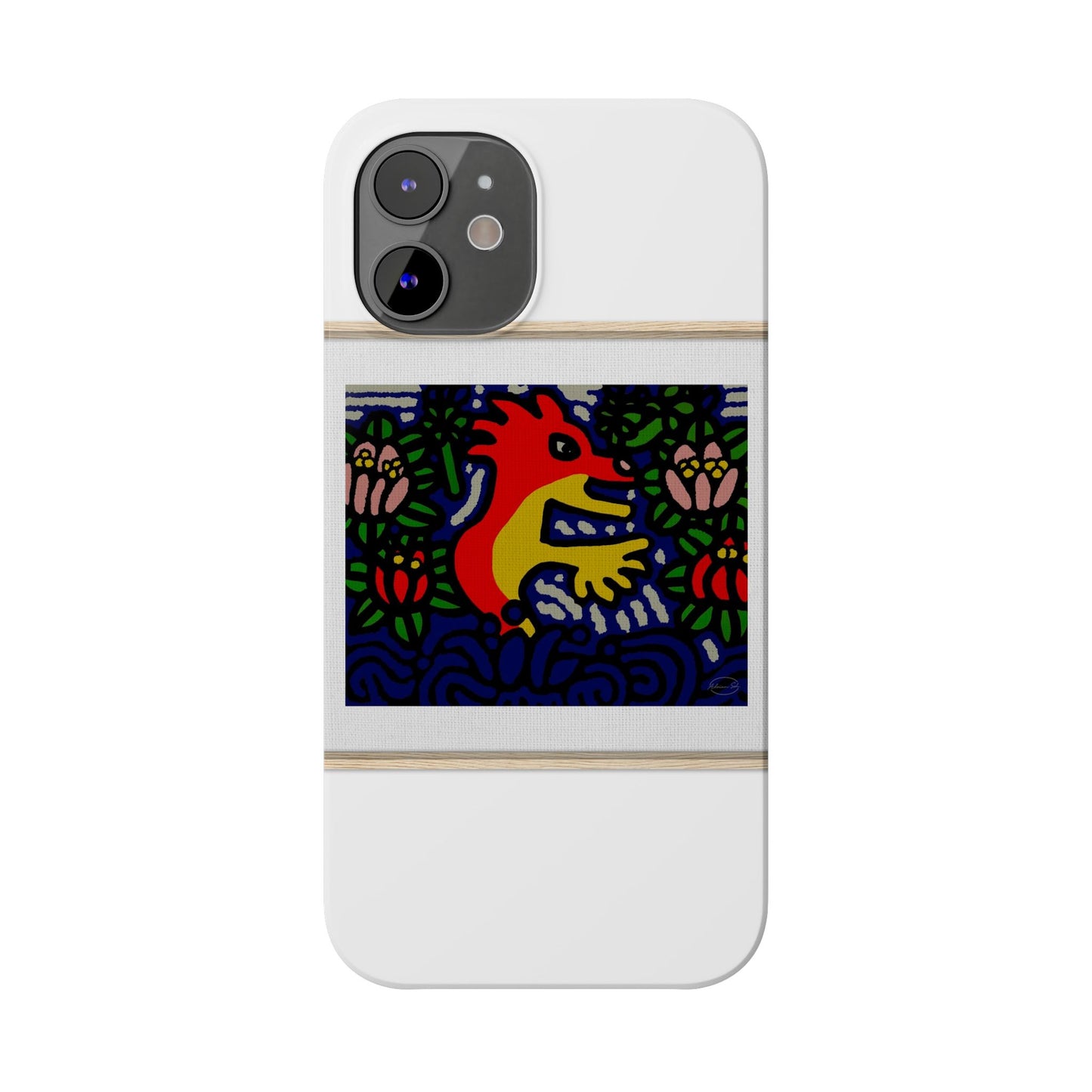 Breaking through the surface of a lotus pond Slim Phone Case