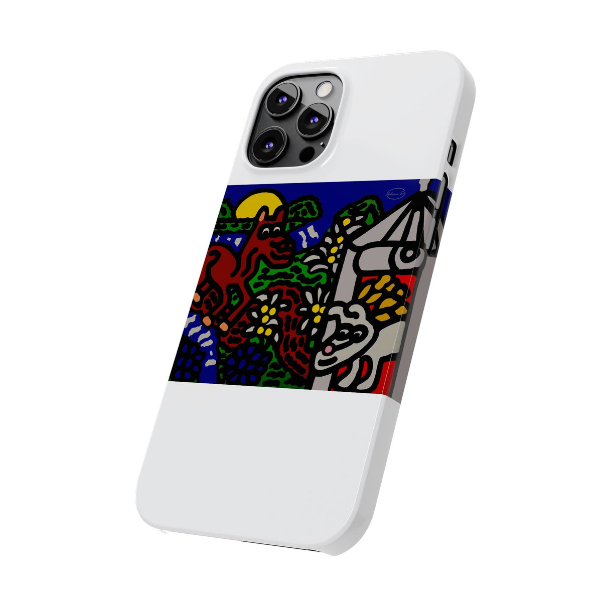 Bunny welcoming a friendly horse on his journey Slim Phone Case