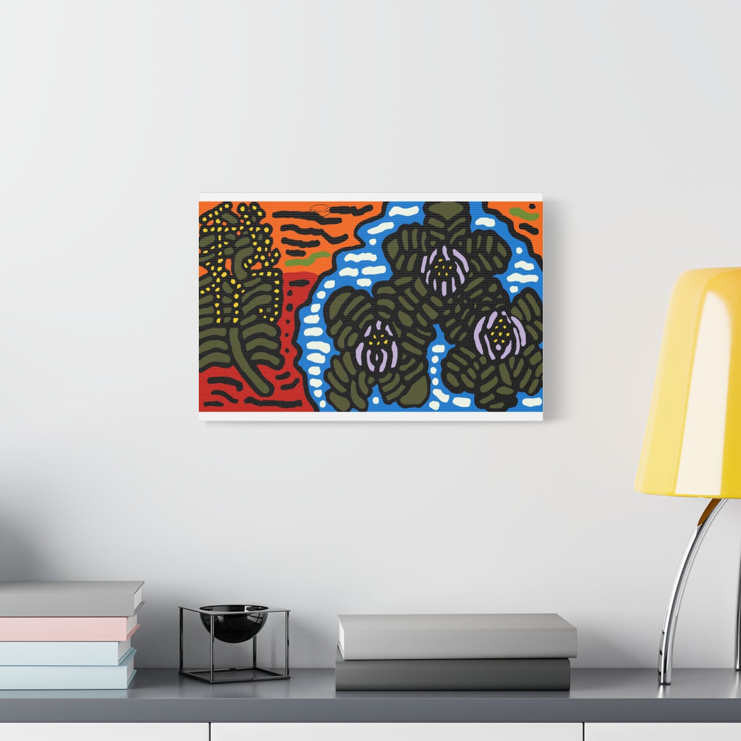 The Sri Lankan water lilies meets the Australian wattle Canvas (Large)