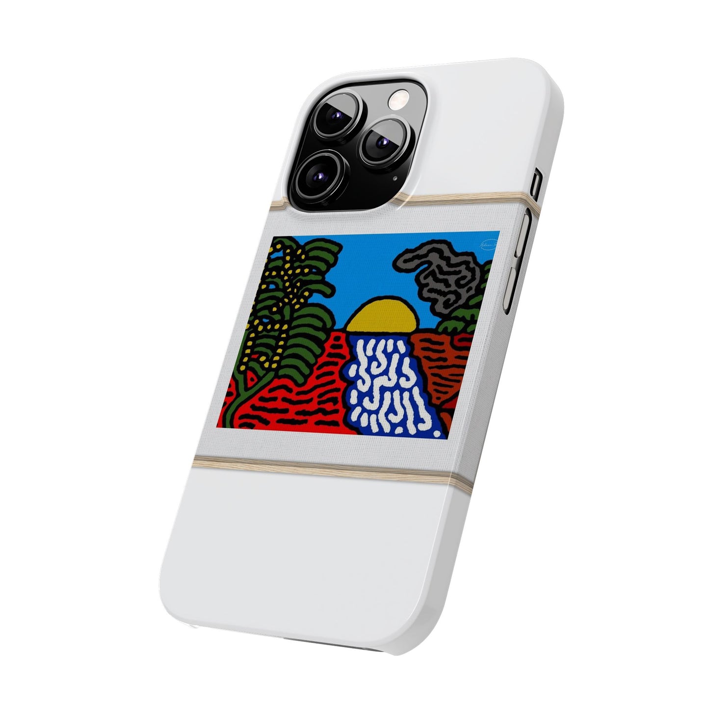 The river that joins the Australian wattle and Lebanese cedar tree in friendship Slim Phone Case