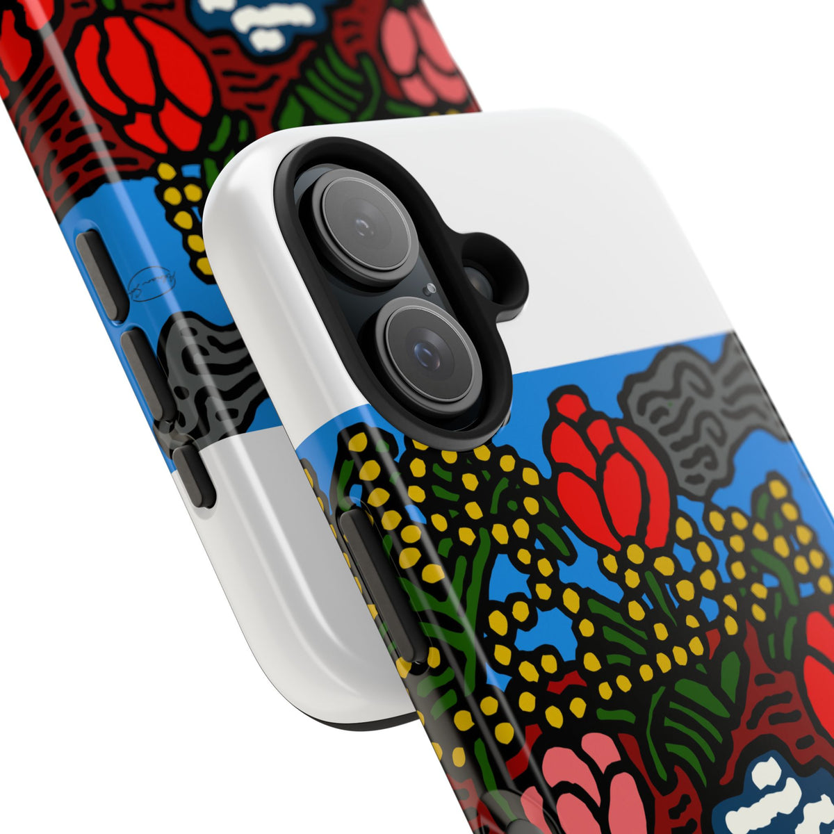 A field of tulips next to a wattle Tough Phone Case