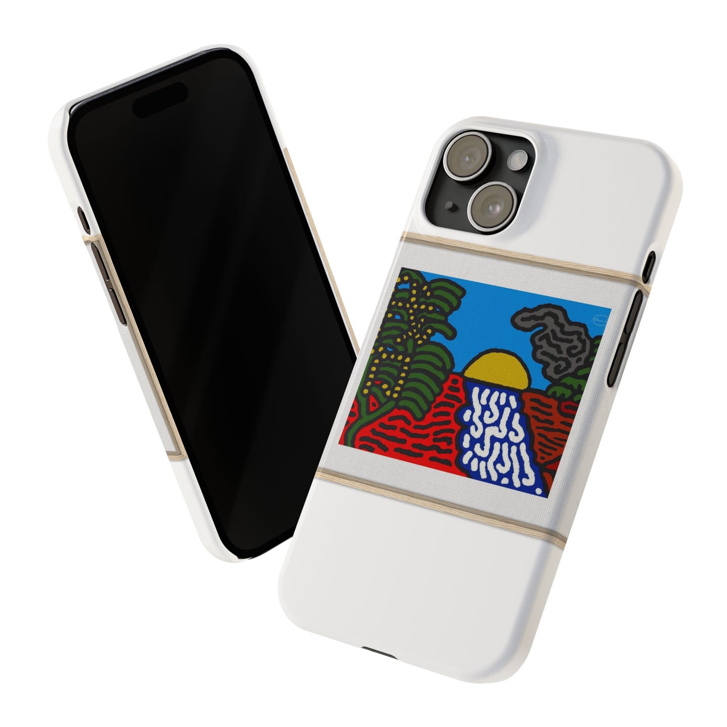 The river that joins the Australian wattle and Lebanese cedar tree in friendship Slim Phone Case