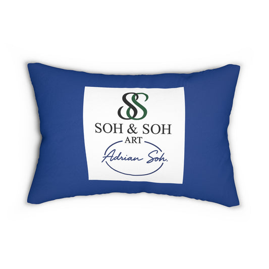 Colorful Folk Art Lumbar Pillow — Floral & Fox Decorative Cushion - Breaking through the surface of a lotus pond.