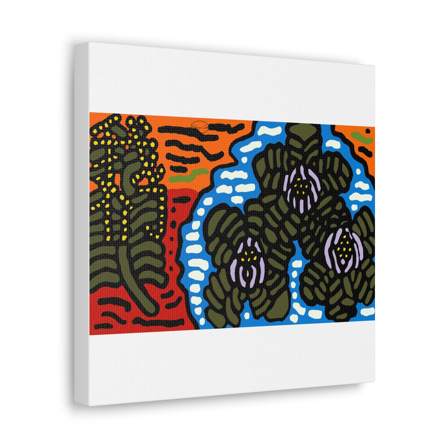 The Sri Lankan water lilies meets the Australian wattle Canvas (Small)