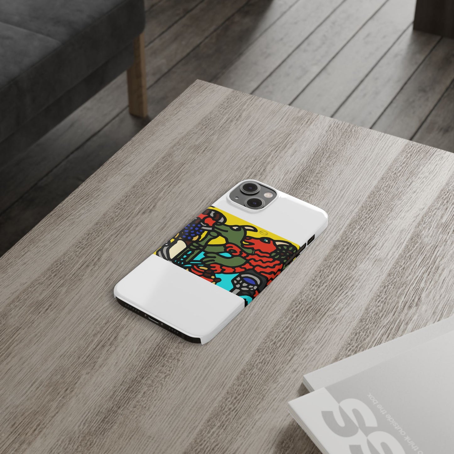 Two dragons enjoying a feast together Slim Phone Case
