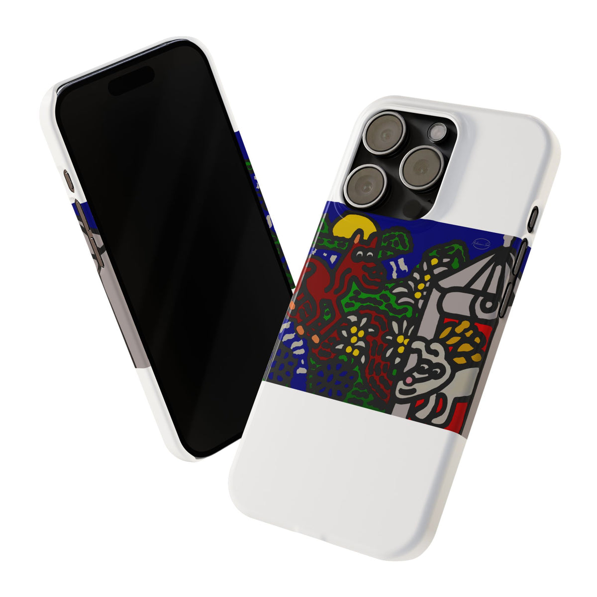 Bunny welcoming a friendly horse on his journey Slim Phone Case